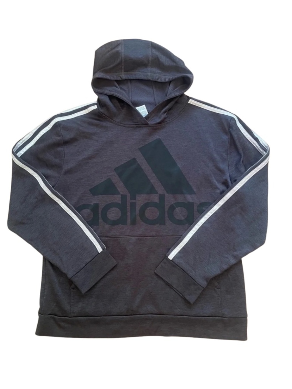 adidas Black Kids Hoodie with White Shoulder Stripes, 14-16 Boys #0036